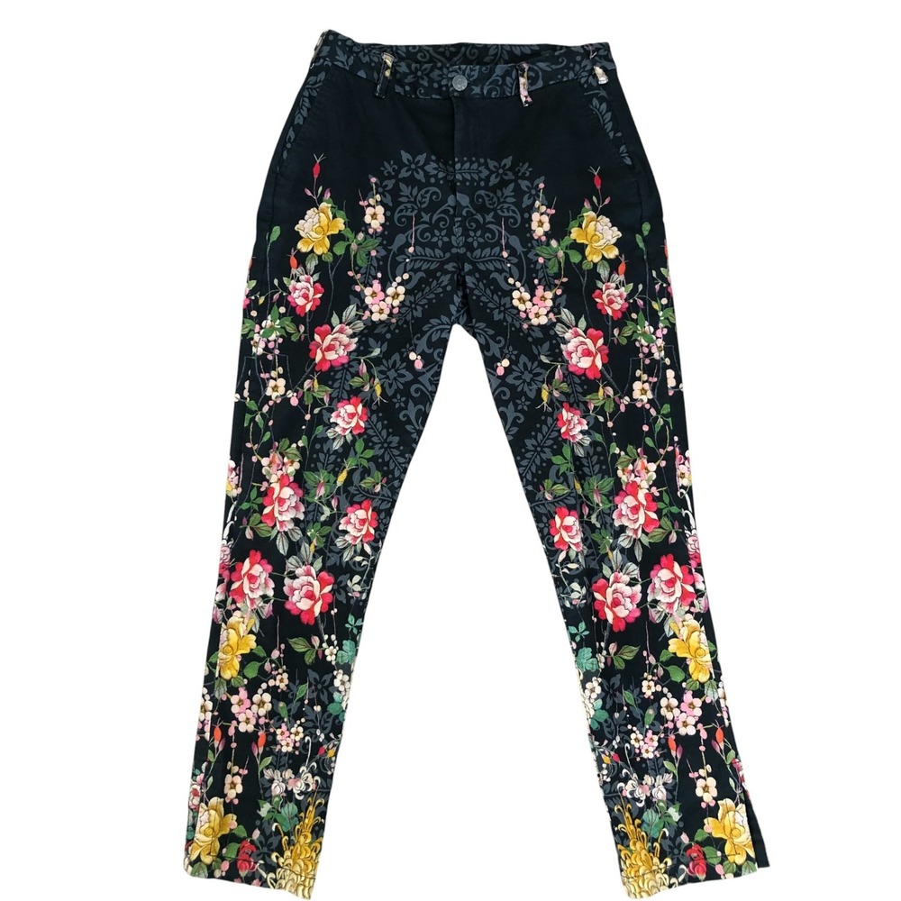 Johnny Was Pete&Greta Artsy Floral Print Cotton Trouser Jean Sz 8 Pant/S jacket - Picture 10 of 16